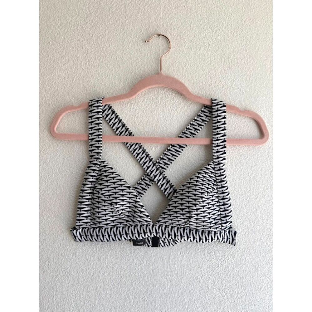 Onia x Theory Danni Bikini Top in Black & White Geo Jacquard size XS/S
